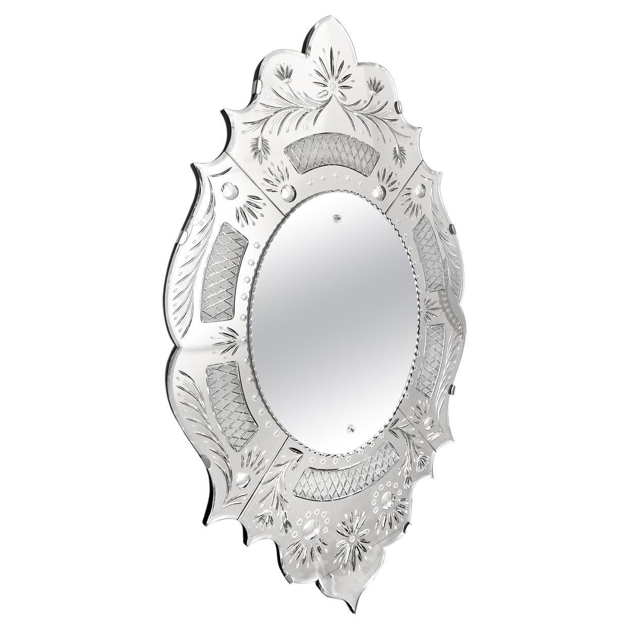 Beautiful Large Murano Italian Vintage Venetian Wall Mirror, 1950s