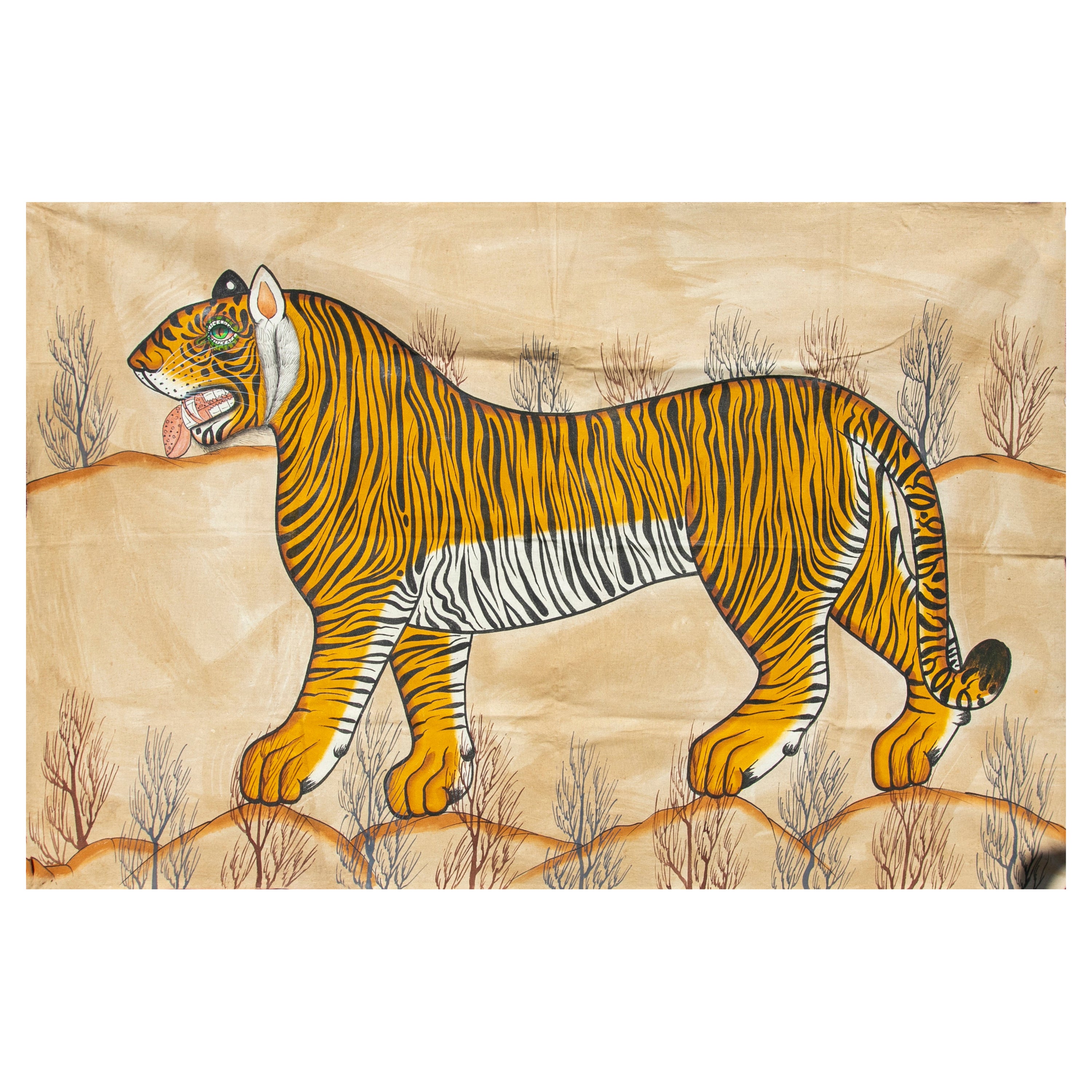 1970s Jaime Parlade Designer Hand Painting "Tiger" Oil on Canvas