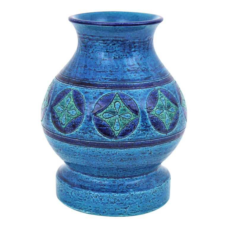 Bitossi Aldo Londi Rimini Blu Ceramic Vase, Italy, 1960s For Sale