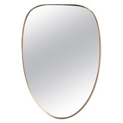 Italian Mid-Century Vintage Wall Mirror with Brass Frame, 1970s