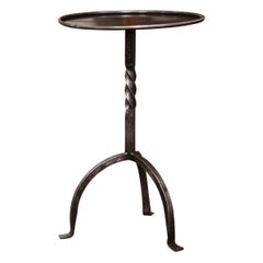 French Style Polished Iron Pedestal Martini Side Table