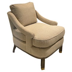 Mid-Century Style Lounge Chair with Exposed Wood Base