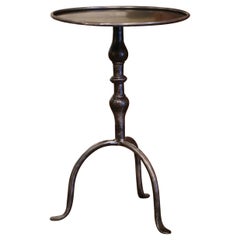 Mid-Century French Style Polished Iron Pedestal Martini Side Table