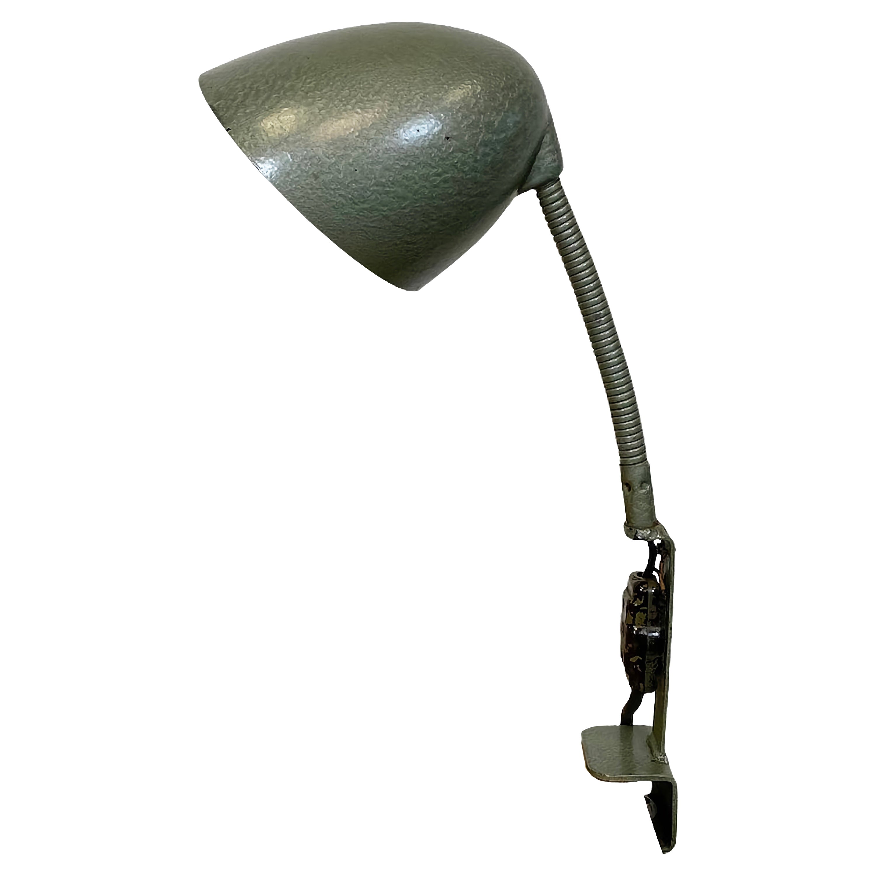 Green Industrial Bakelite Gooseneck Table Lamp, 1960s For Sale