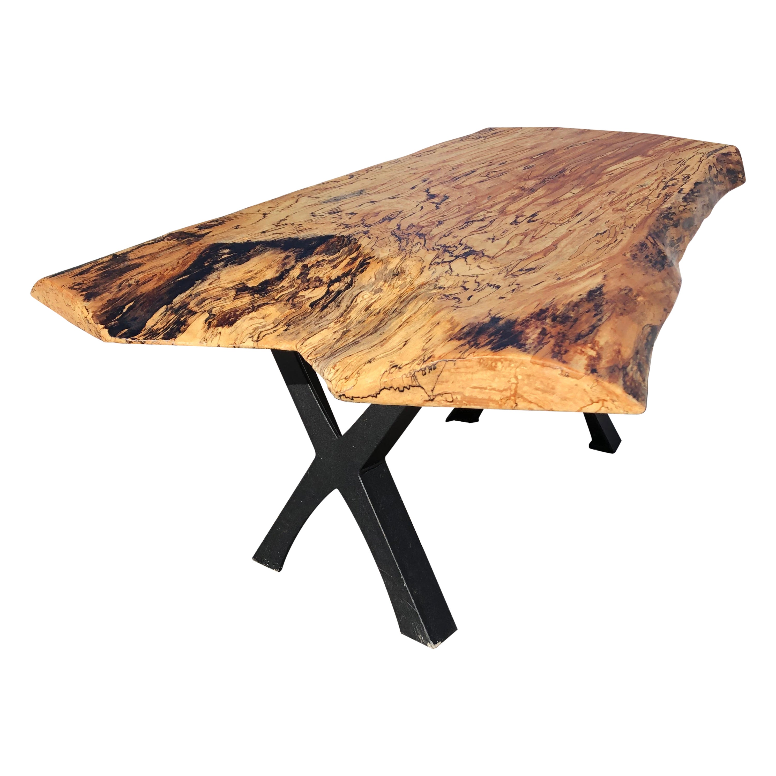 Magnifique table basse moderne et organique en érable à bords naturels, fabriquée à la main