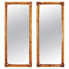 Pair of Bamboo Rectangular Mirrors 