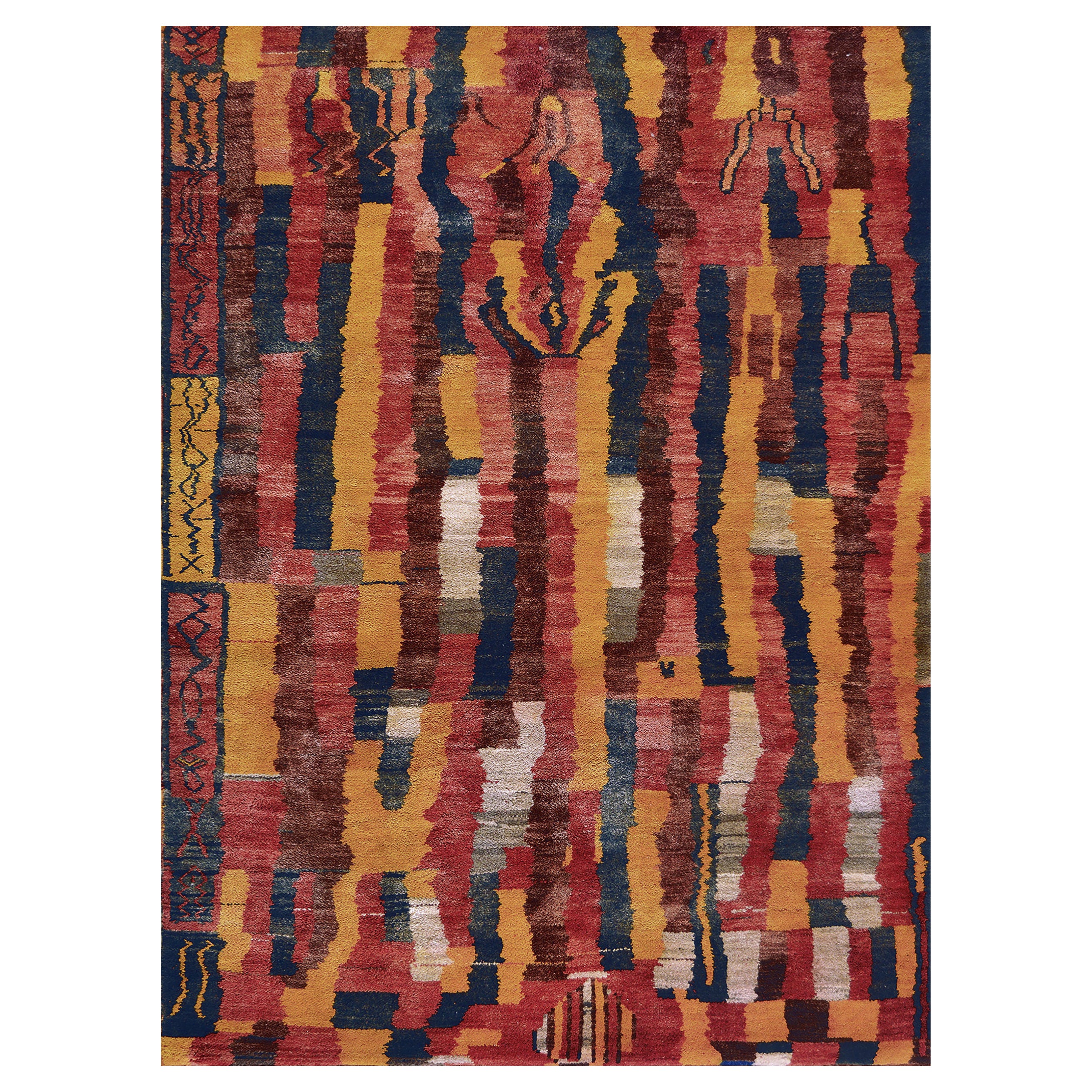 Mid-Century Colorful Handwoven Turkish Rug For Sale