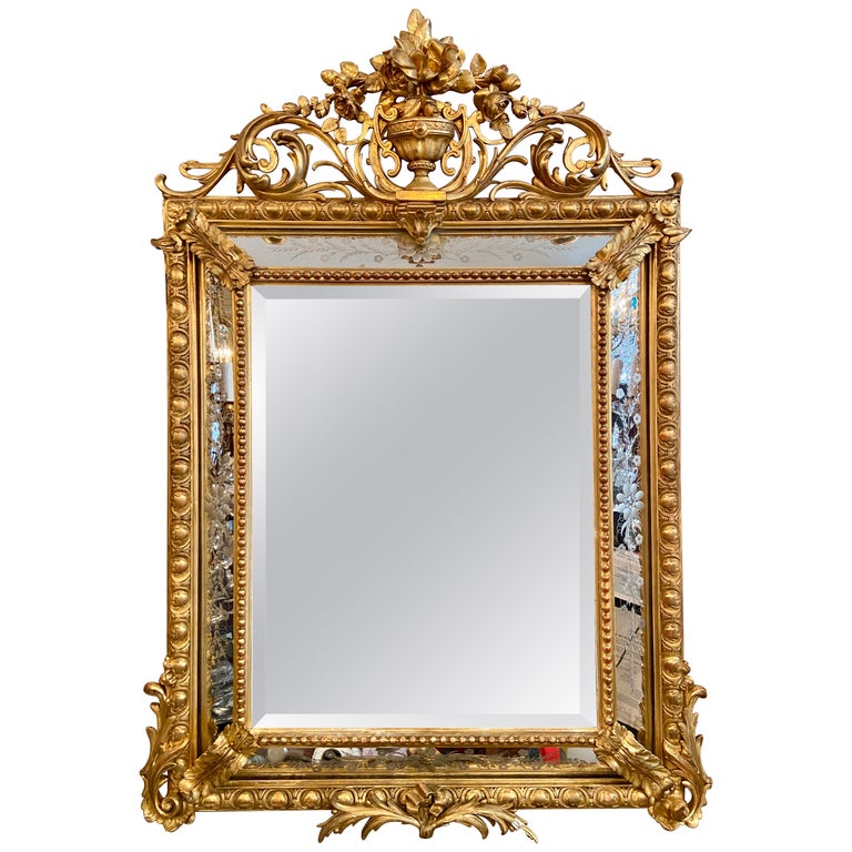 Antique Mirror biseauté à panneau d'or français avec gravure, circa  1875-1885 En vente sur 1stDibs | prix miroir biseaute ancien, miroir ancien  biseaute, ancien miroir biseaute