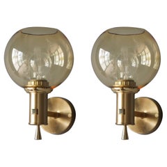 Eric Wärnå, Wall Lights, Brass, Blown Glass, Sweden, 1960s