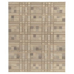 Teppich & Kelim-Teppich im skandinavischen Stil in Beige-Brown mit geometrischem Muster