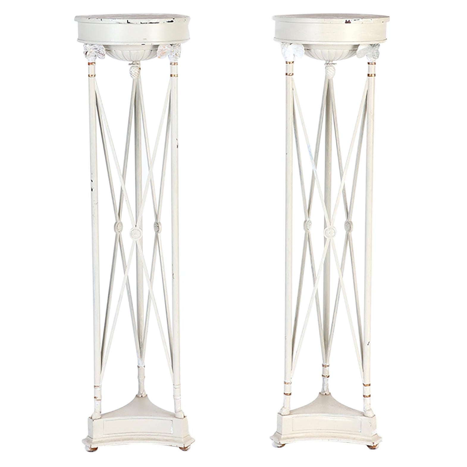Pair of Neoclassical Style Painted Pillars/Pedestals For Sale