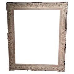 Louis XV Style Large Carved Whitewashed Wood Frame