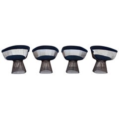 Set of 4 Warren Platner for Knoll Bronze Dining Chairs