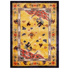 Antique 1920s Chinese Silk Dragon Carpet ( 4' x 6' - 122 x 183 )