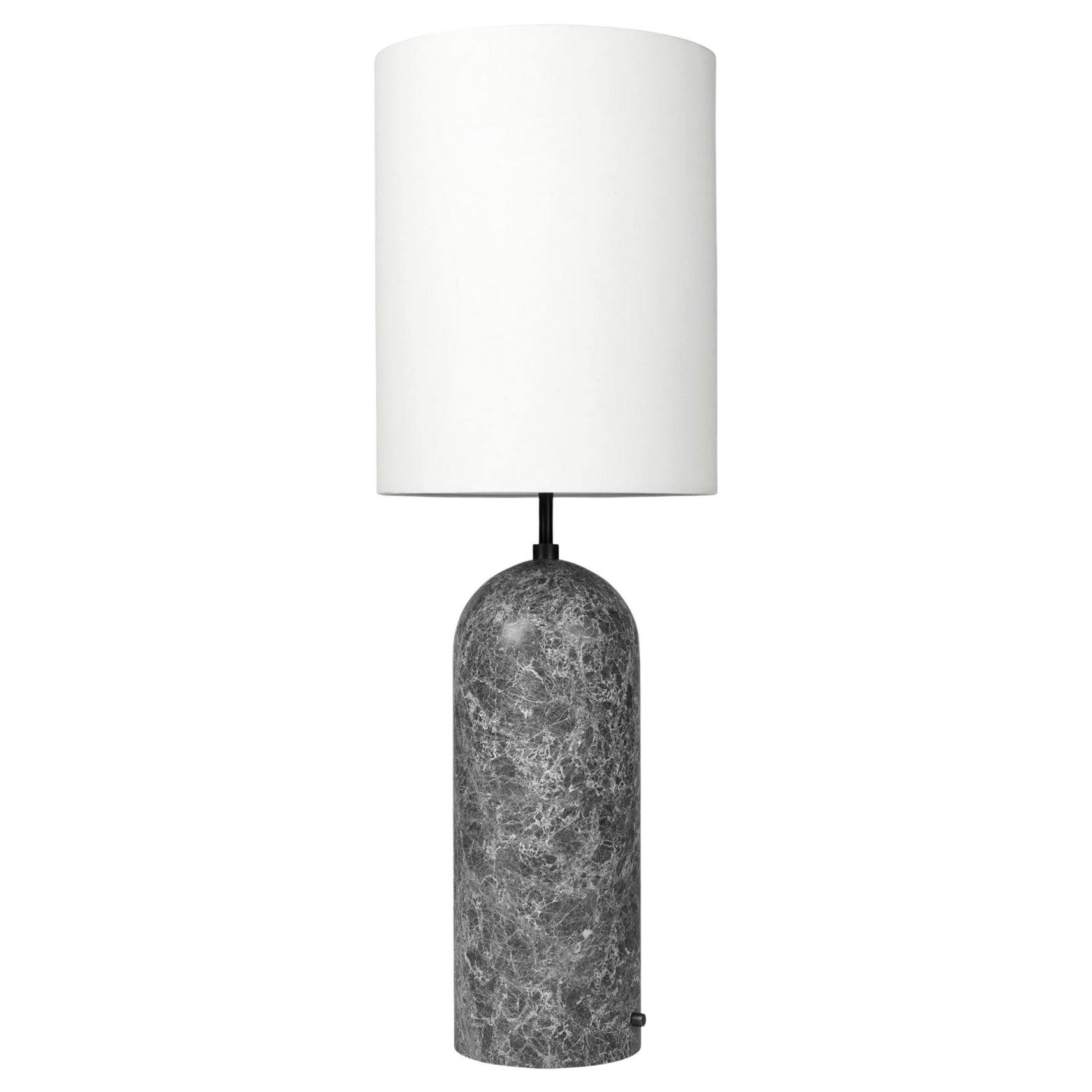 Lampadaire « Gravity XL High » pour Gubi en marbre gris avec abat-jour blanc