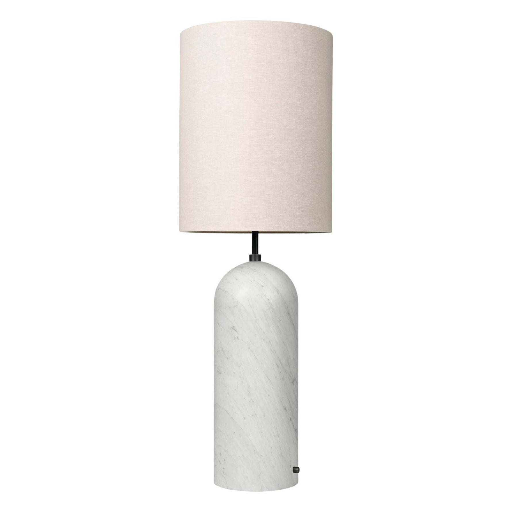 Lampadaire « Gravity XL High » pour Gubi en marbre blanc avec abat-jour en toile