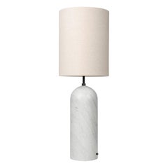'Gravity XL High' Floor Lamp for Gubi in White Marble with Canvas Shade
