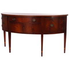 Enfilade ancien demi-lune en acajou flamboyant de style Hepplewhite, vers 1930