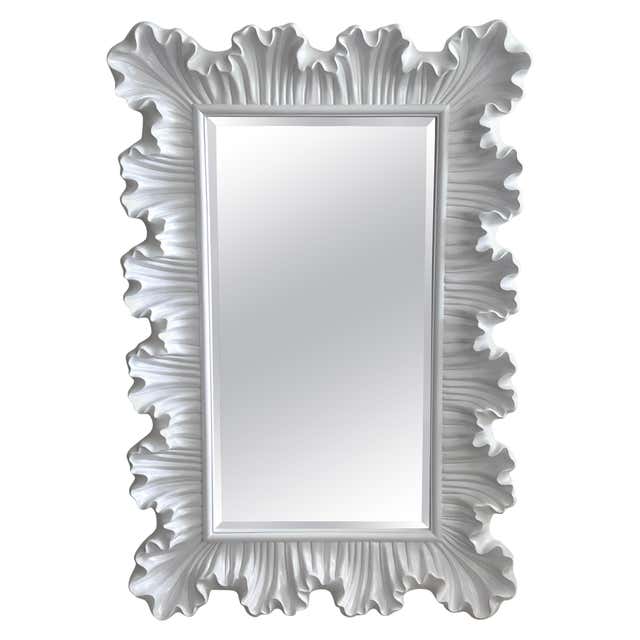 Vintage Ruffle Scalloped White Lacquered Wall Mirror at 1stDibs | white ...