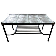 Vintage St Gobain Glass Coffee Table, Jacques Adnet  France, circa 1950
