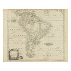 Antique Rare Map of South America of Chili, La Plata, Paraguay, Brazil, Peru, c.1775