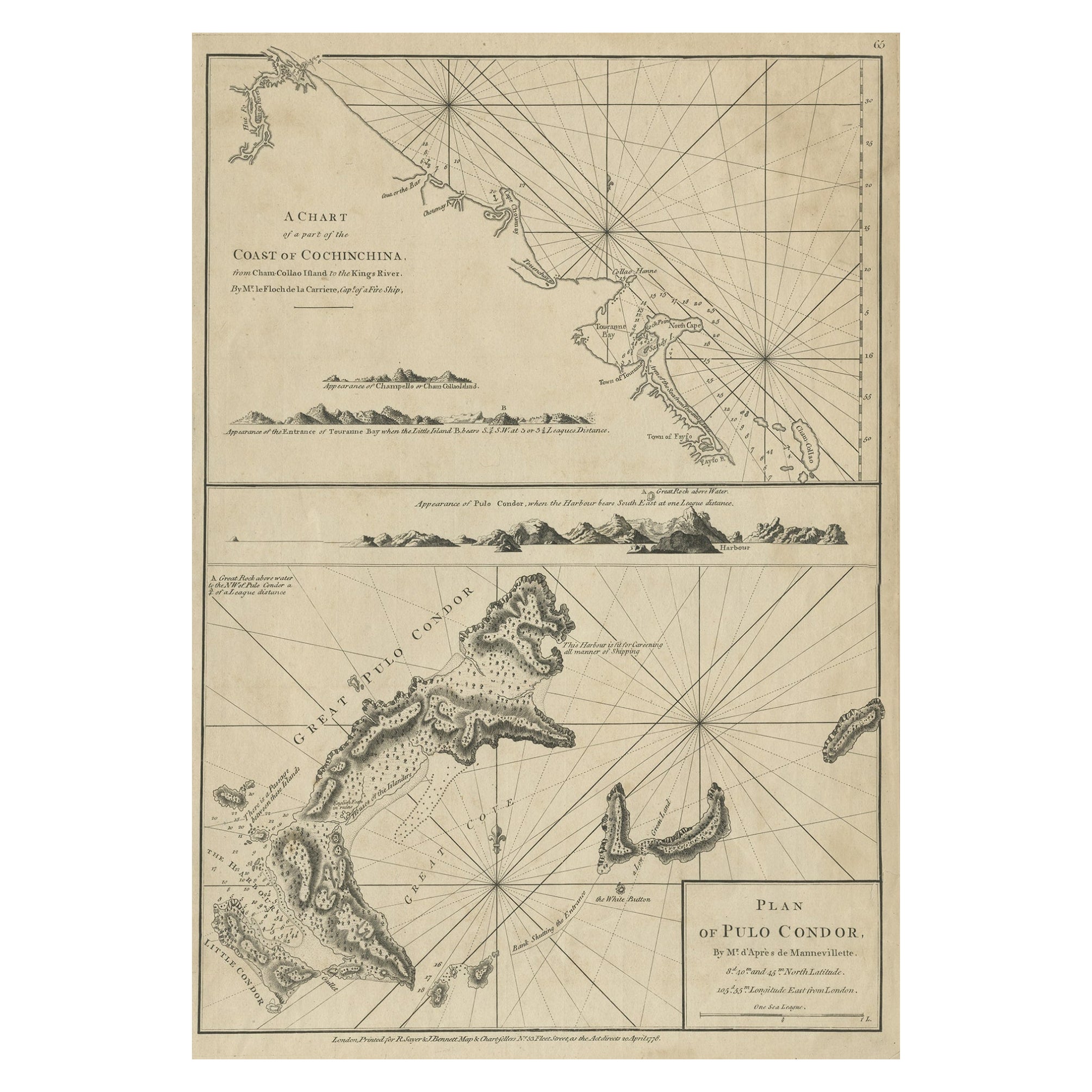 Chart of the Coast of Cochinchina' and 'Plan of Pulo Condor', Vietnam, 1778 For Sale