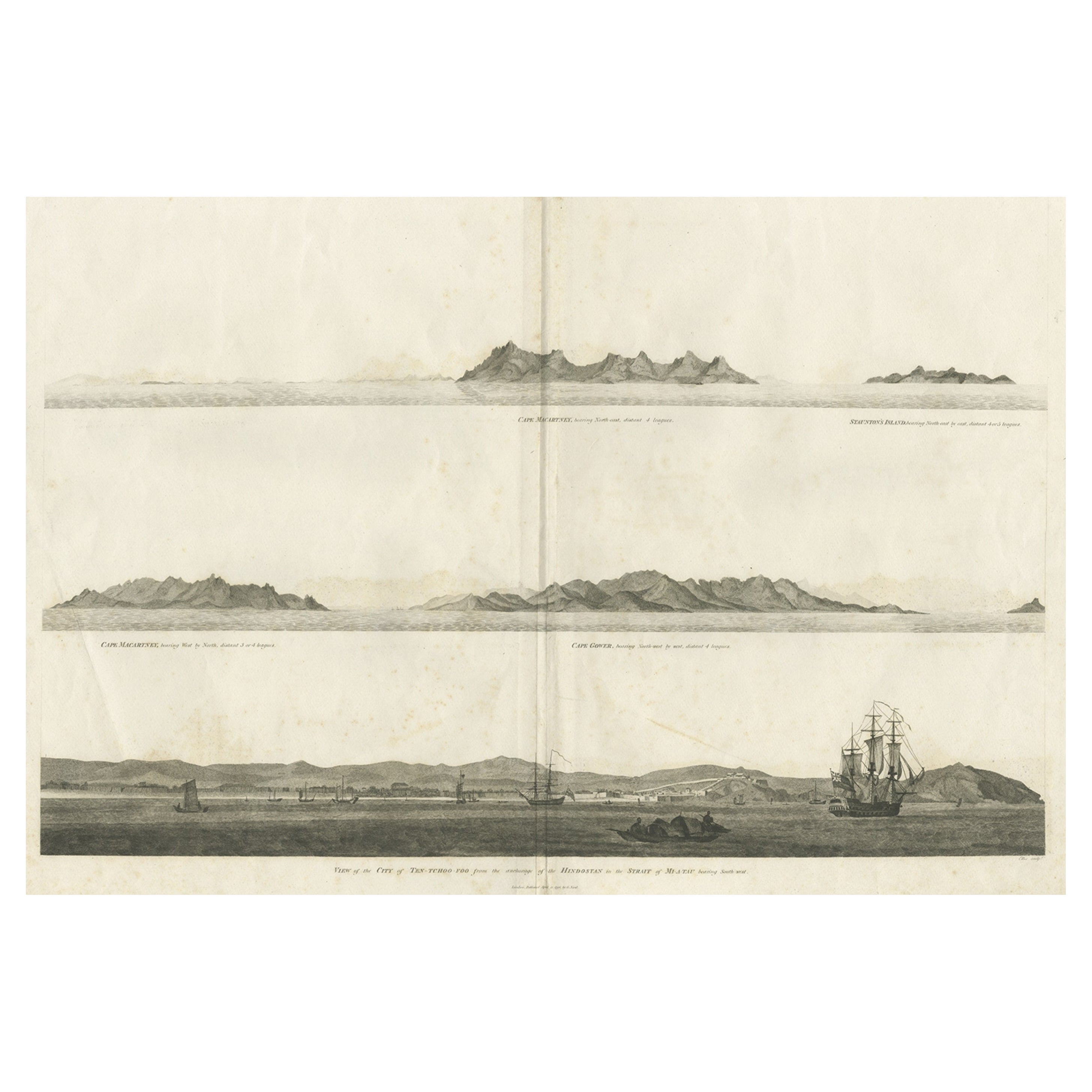 Antique Print of the City of Ten-Tchoo-Foo, China, 1796