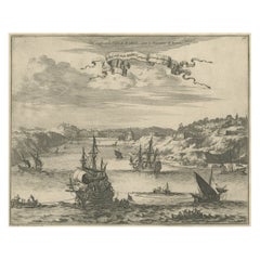 Bird's Eye View of Dabhol as Seen from the Sea, North of Goa, Indien, 1727, Vogelperspektive von Dabhol