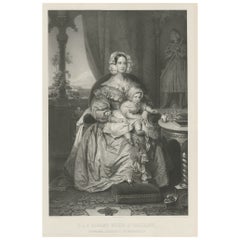 Large Lithograph of Princess Marie of Orleans, Duchess of Württember, 1844