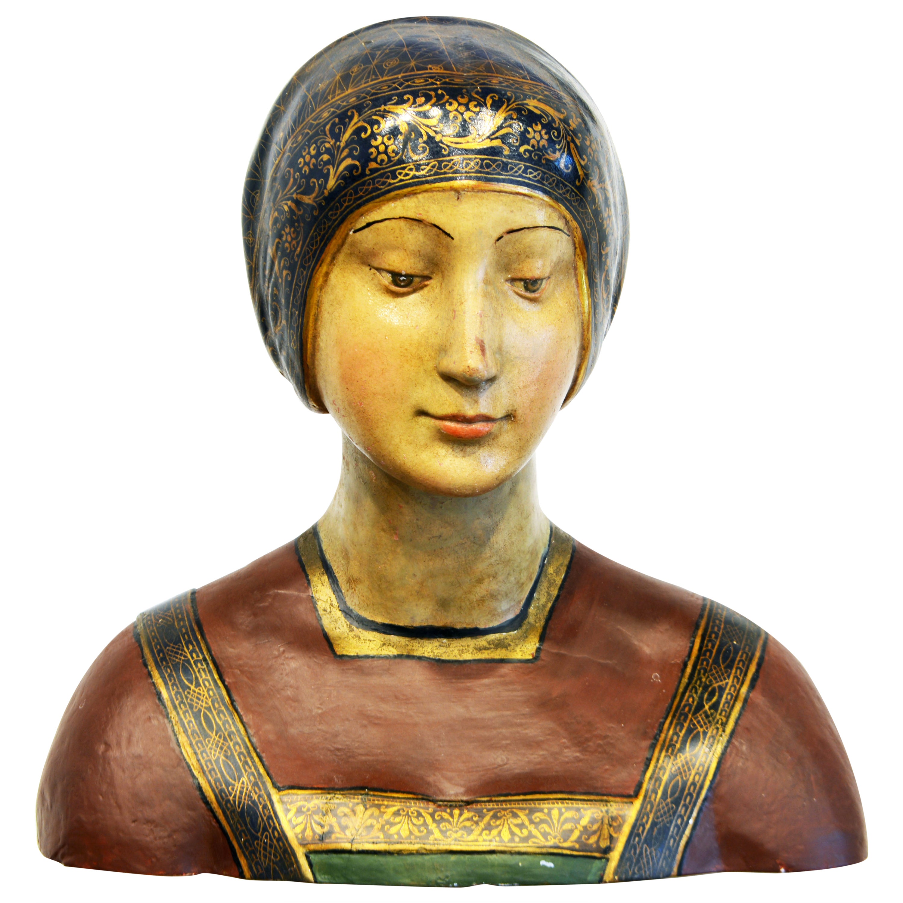 19th C. Italian Terracotta Bust of Isabella of Aragon After Francesco de Laurana