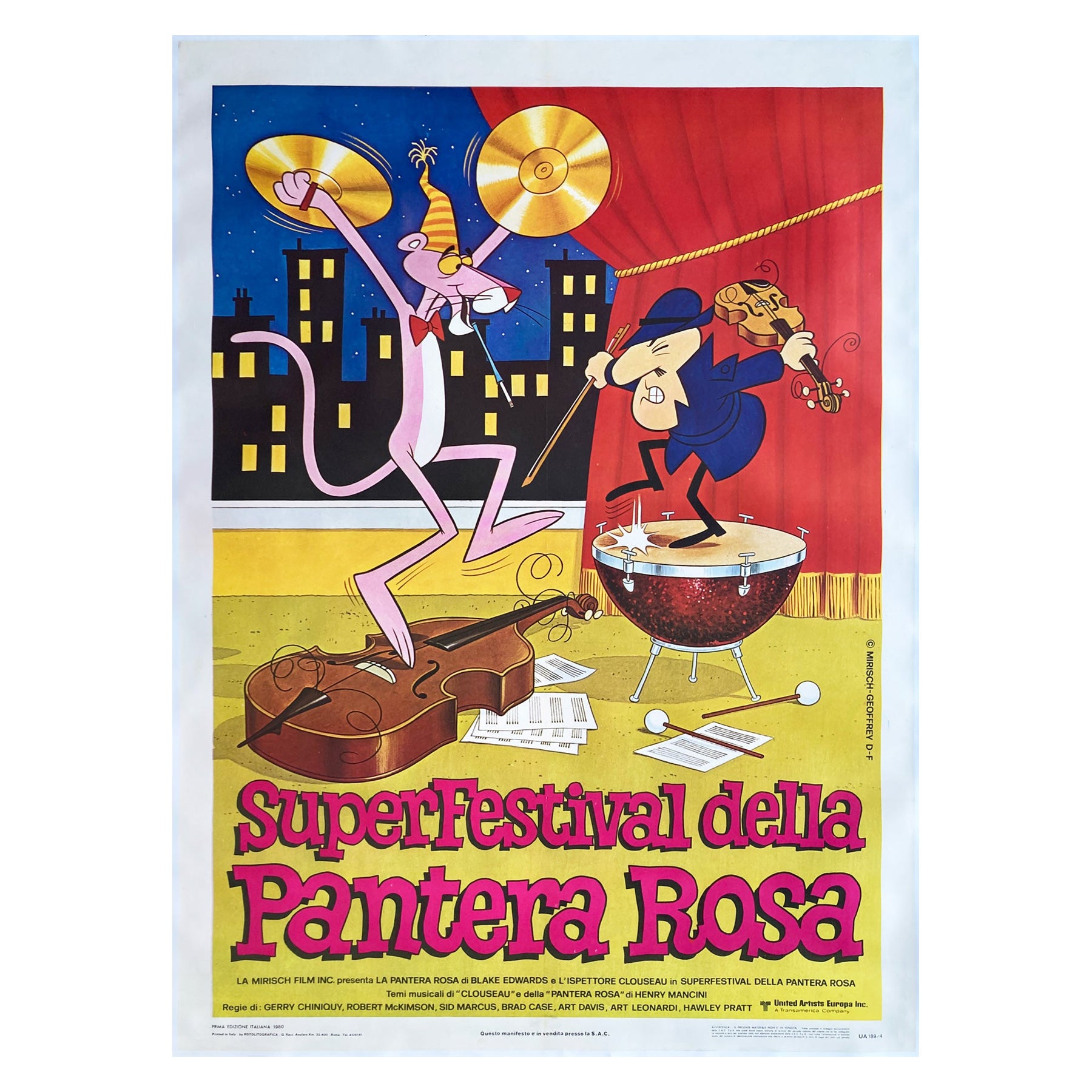 Super Festive of the Pink Panther 1970s Italian 2 Foglio Film Movie Poster For Sale