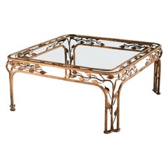 Vintage French Mid 20th Century Gilt Iron Coffee Table