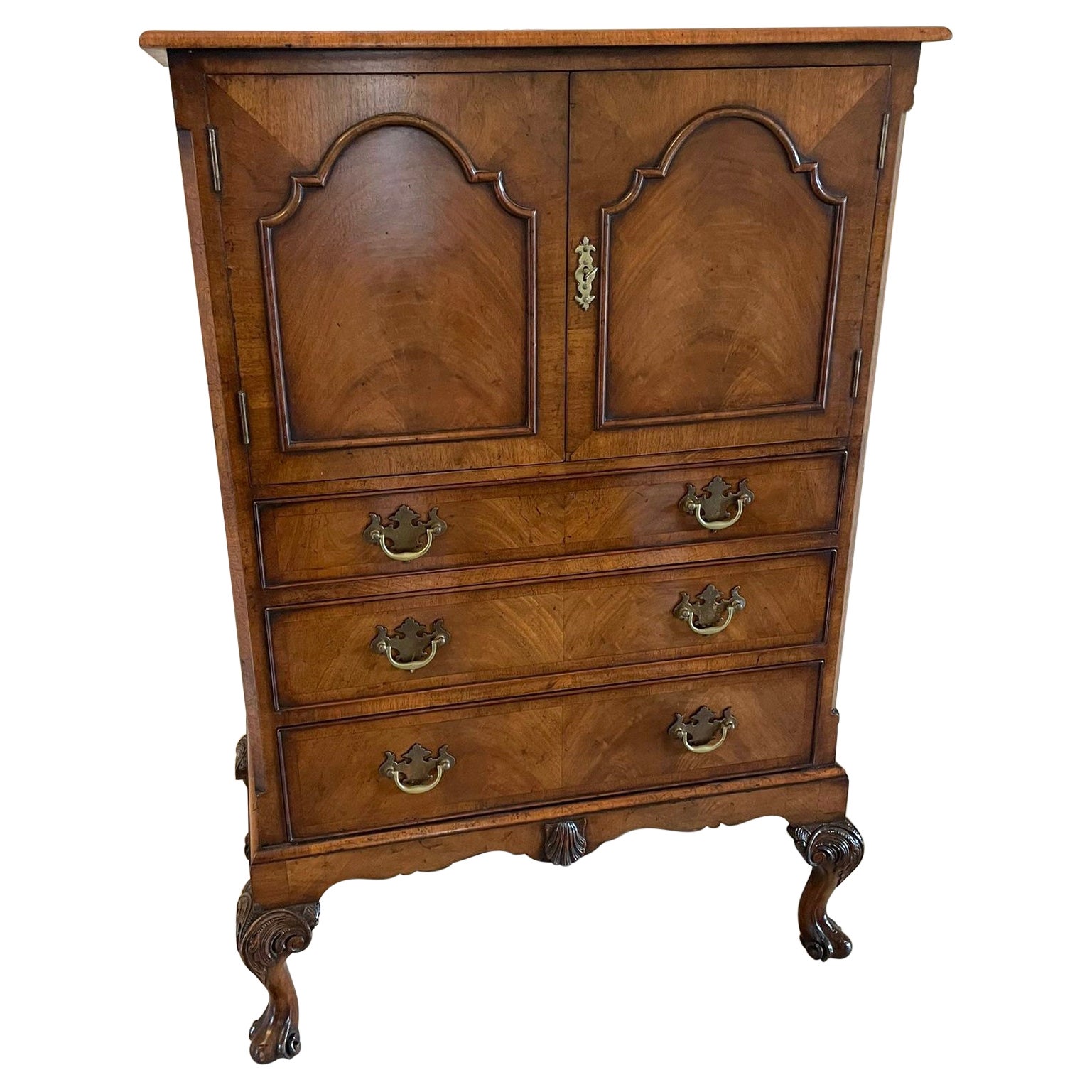 Antique Quality Burr Walnut Chest on Stand For Sale