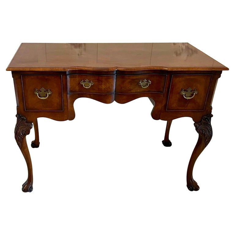 Antique Quality Burr Walnut Shaped Writing Desk For Sale at 1stDibs