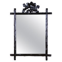Black Forest Rustic Mirror With Oak Leaves/ Acorn Carvings, Austria, circa 1870