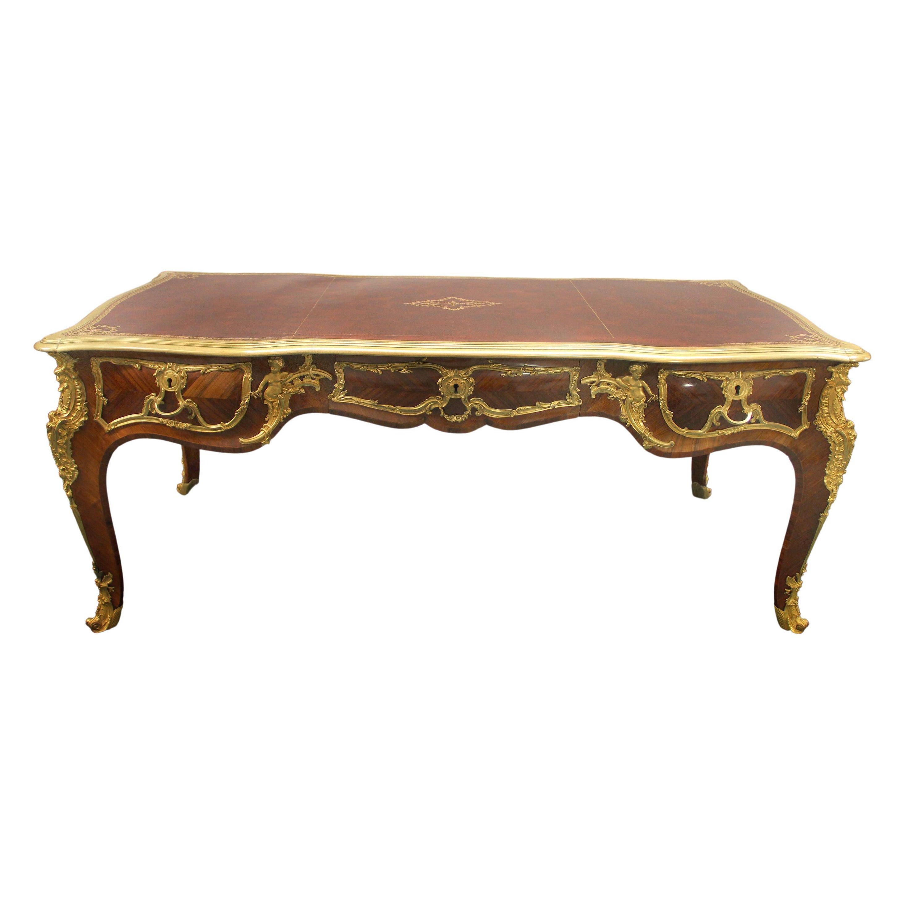 Rare Late 19th Century Gilt Bronze Mounted Bureau Plat Attributed to Zwiener For Sale