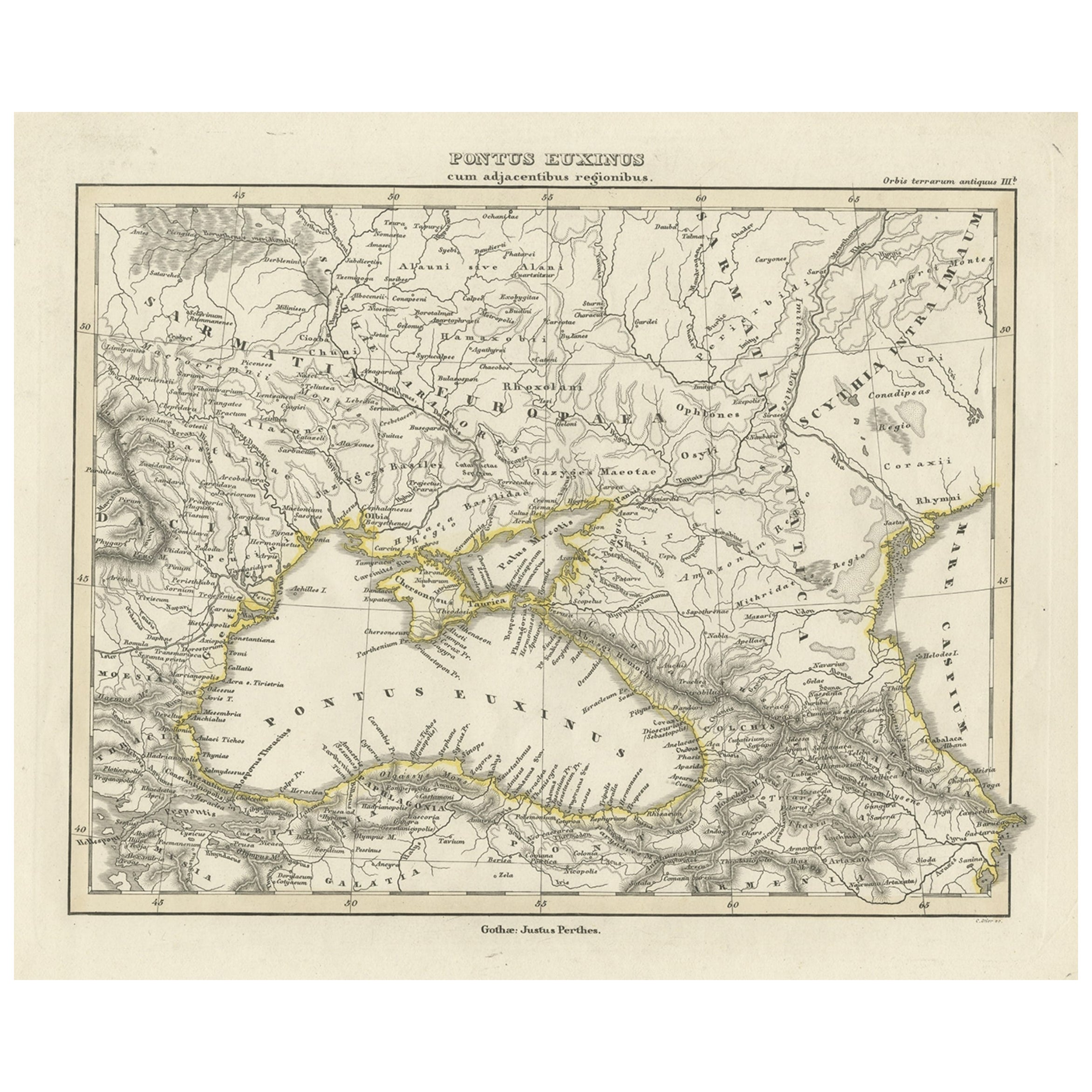 Ancienne carte de la mer noire, la Krim, l'Ukraine, la Russie, etc. dans Historic Times, 1848