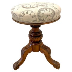 Antique Victorian Quality Carved Walnut Revolving Piano Stool