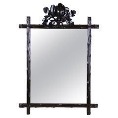 Rustic Black Forest Mirror with Acorn/ Oak Leaves Carvings, Austria, circa 1870