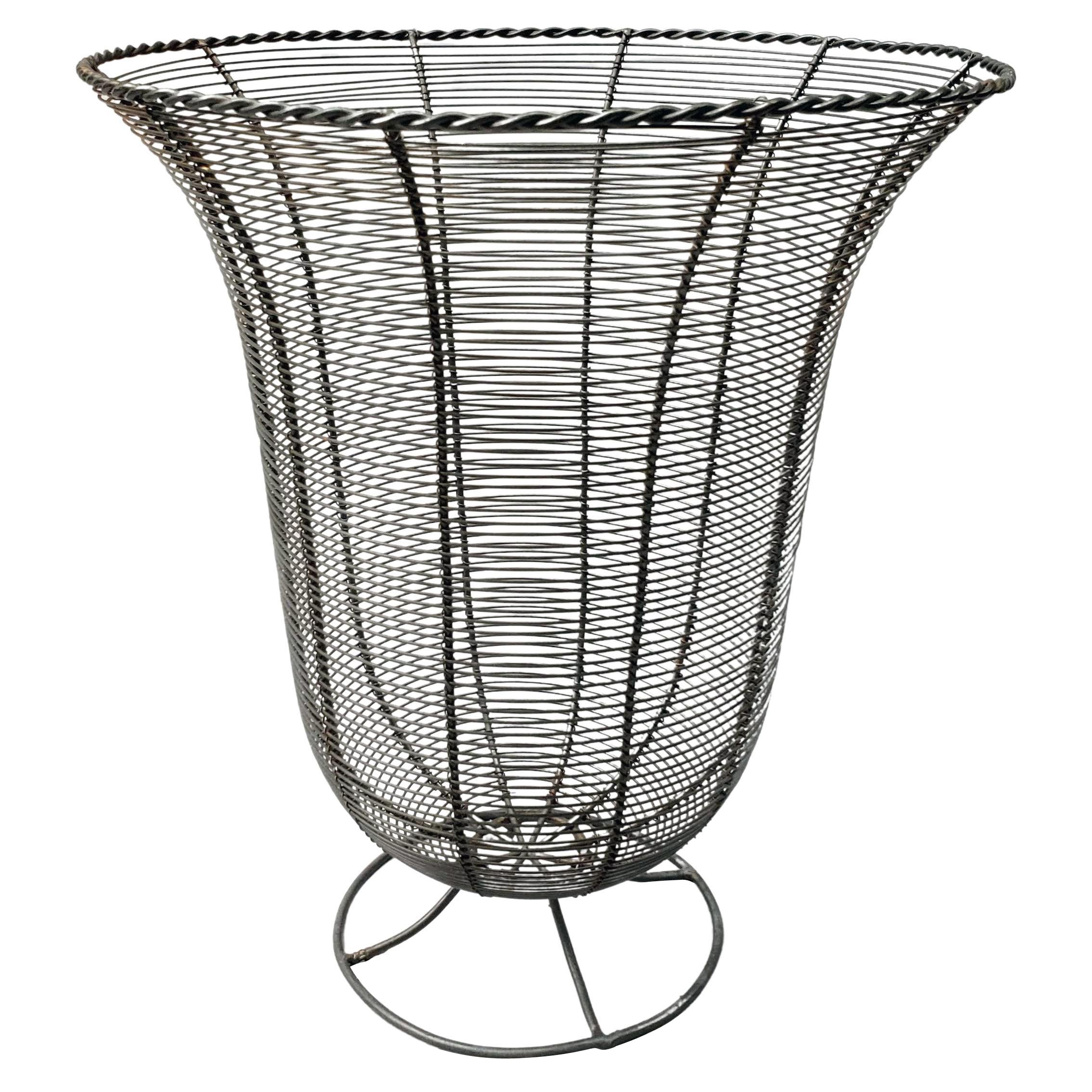 Midcentury 1940s American Wire Waste Basket For Sale