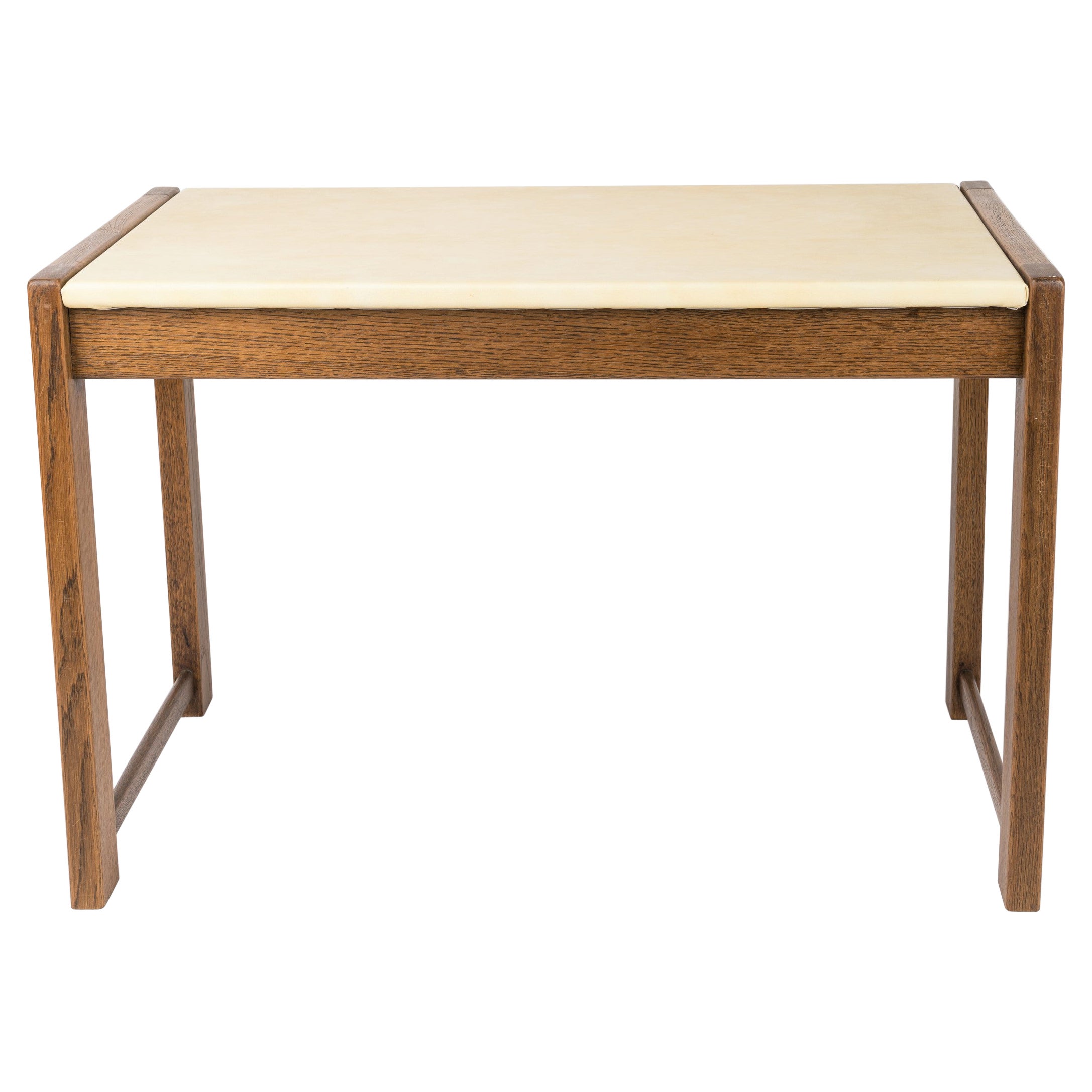 Minimalist Solid Oak Side Table by Guillerme & Chambron, France 1970s For Sale