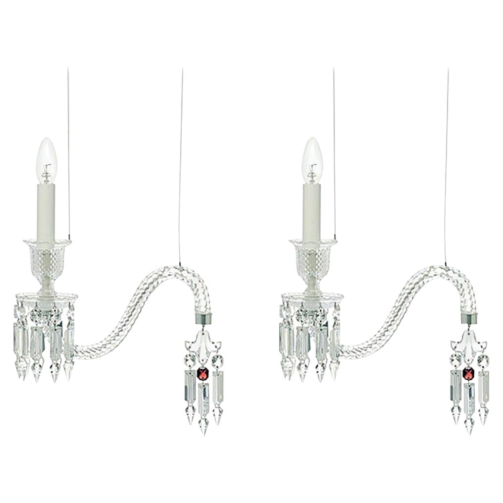 Baccarat Pair of Clear Crystal Ceiling Lamps by Arik Levy Design
