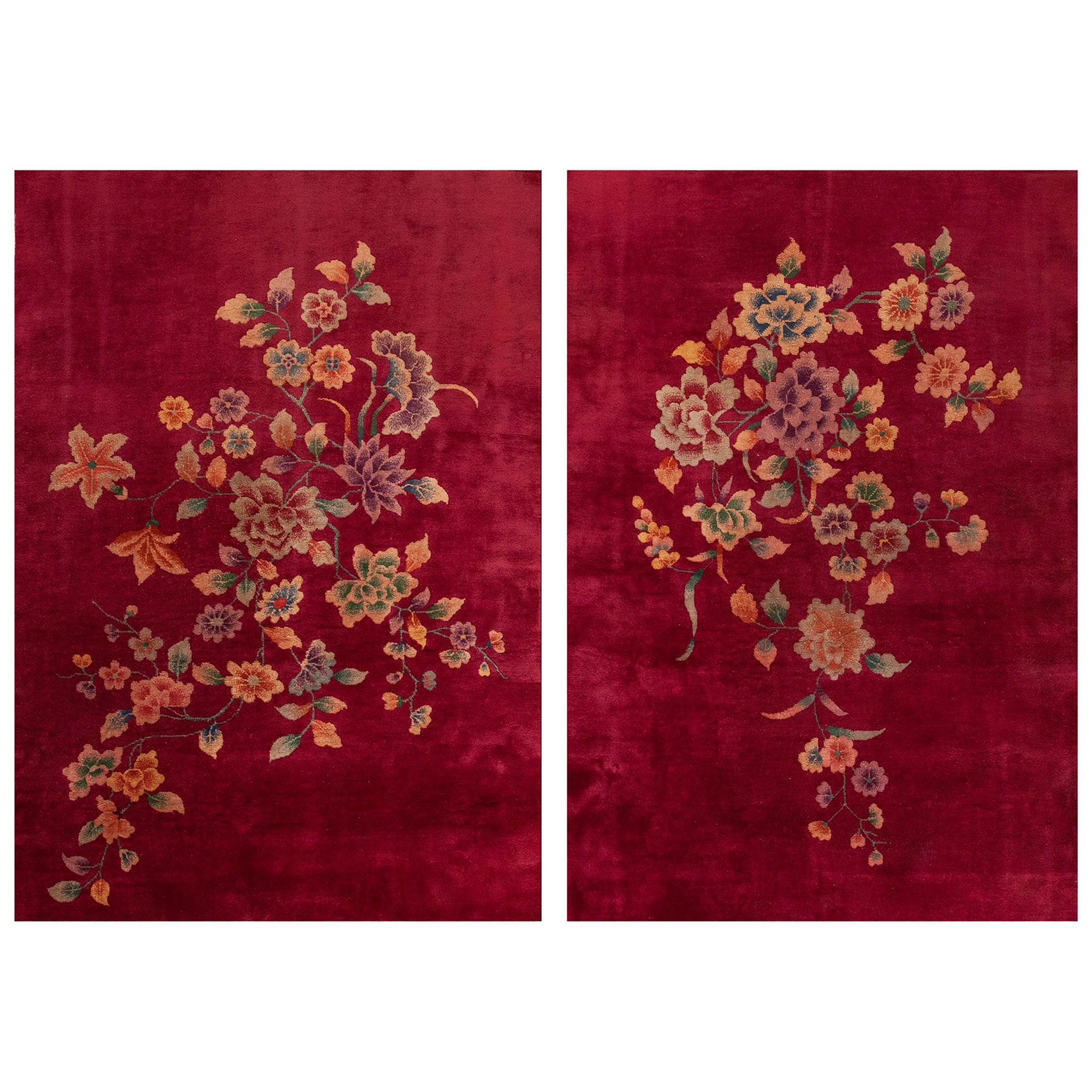1920s Pair of Chinese Art Deco Carpets (4'4'' x 6'1'' - 132 x 185 )