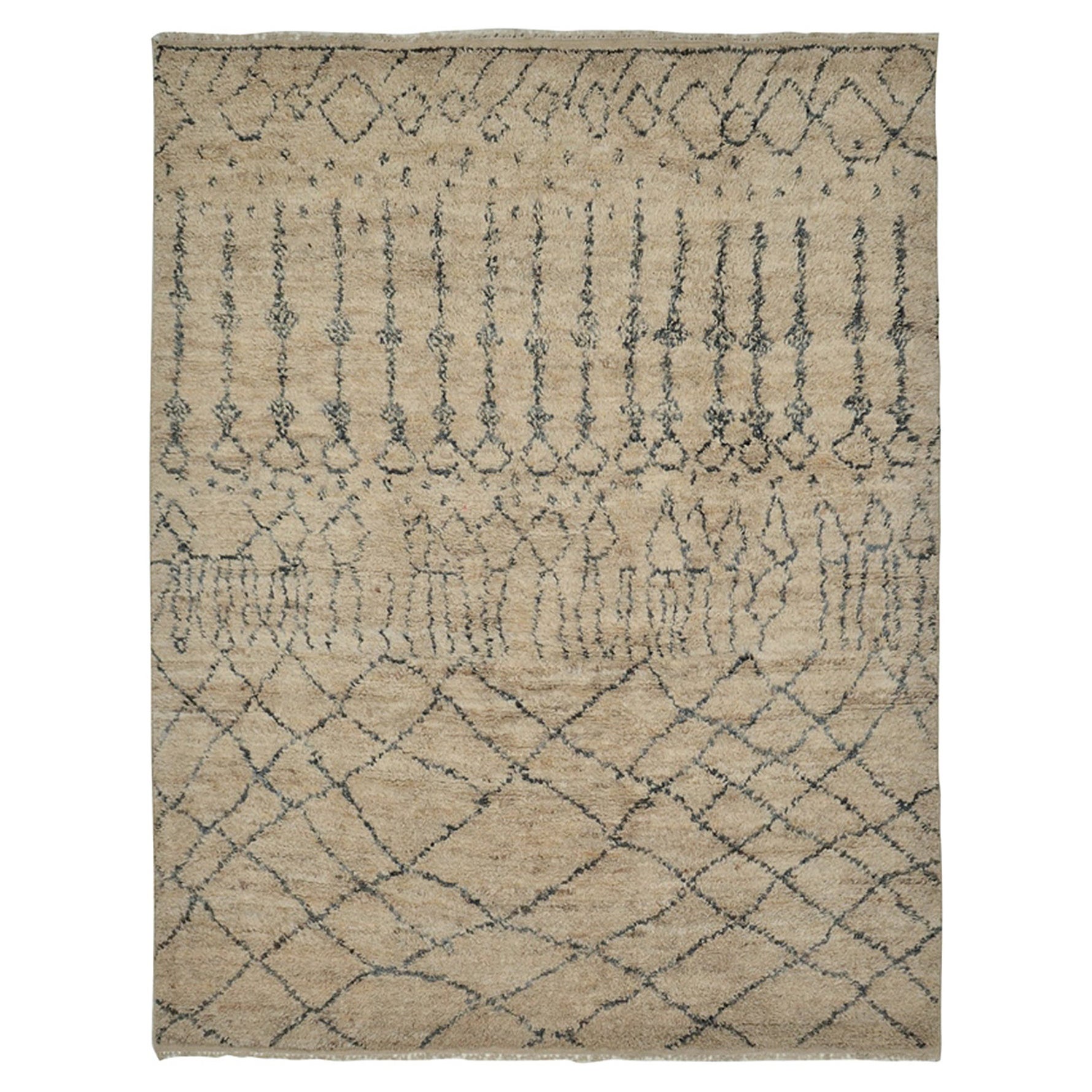 Deep-Pile Handwoven Wool Moroccan Inspired Rug For Sale