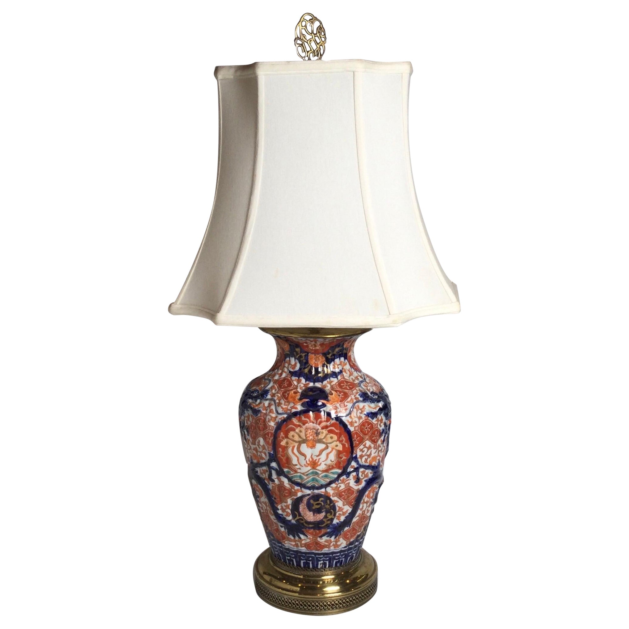 Antique Meiji Period Imari Porcelain Lamp