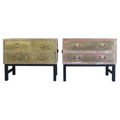 Pair of 1960s Brass Chests by Sarreid of Spain