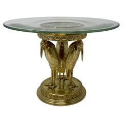 Antique French Bronce Dorado y Cristal "Cigüeña" Tazza