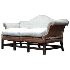 Antique 20th Century English Camelback Sofa for Upholstery