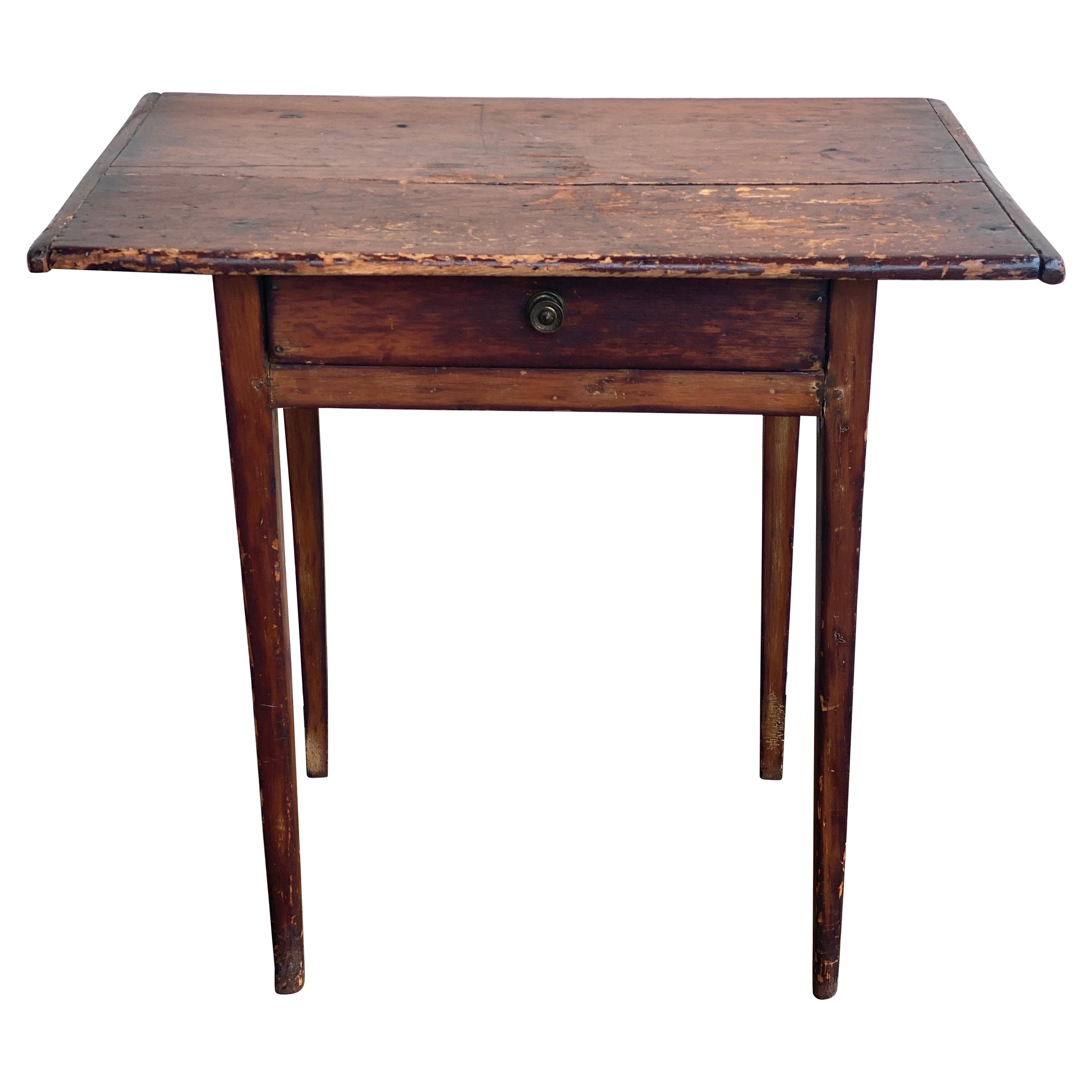 American Single Drawer Rustic End Table, 20th Century