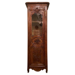 Antique French Carved "Bonnetiere" Cabinet with Glass Front, circa 1840-1860